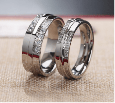 Titanium Steel Couple Ring Wedding Diamond Ring Single Tail Ring