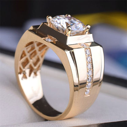 Moissanite Gold Plated Domineering Wedding Ring