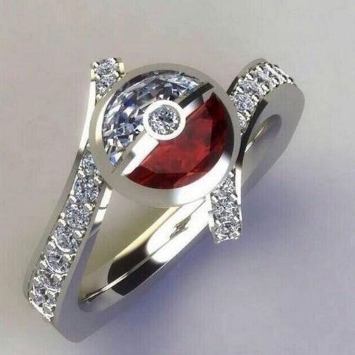 Exquisite Red Zircon Wedding Ring - Silver Plated Hand Jewelry for