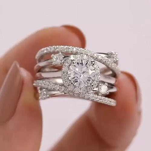 Women's Fashion Multi-loop Winding Inset Zircon Ring