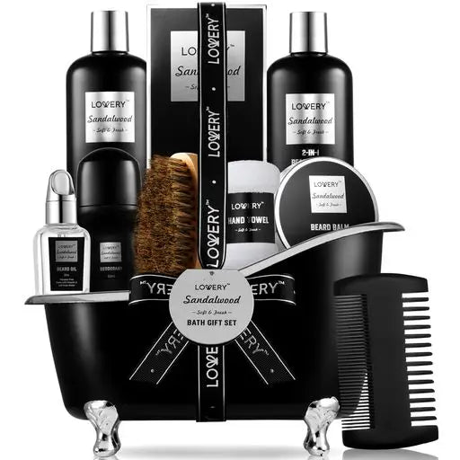 Wholesale Luxury Beard Grooming Kit for Men, Sandalwood Bath Gift Set