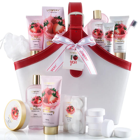 Wholesale Home Spa Kit Gift Set – Strawberry Milk Bath Set, 25 Pieces