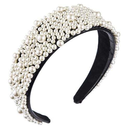 Imitation Pearl All-over Design KOLs Preferred High Fashion Women Cloth Hair Hoop