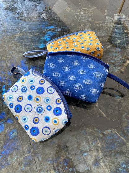 Blue Evil Eye Bag, Makeup Bag, Clutch Bag for Woman, Evil Eye Purse,