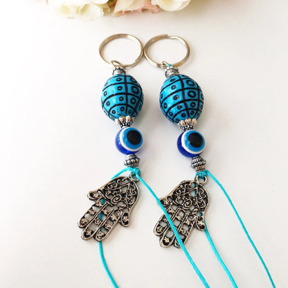 Evil eye keychain, boho keyring, hamsa keychain, nazar protection