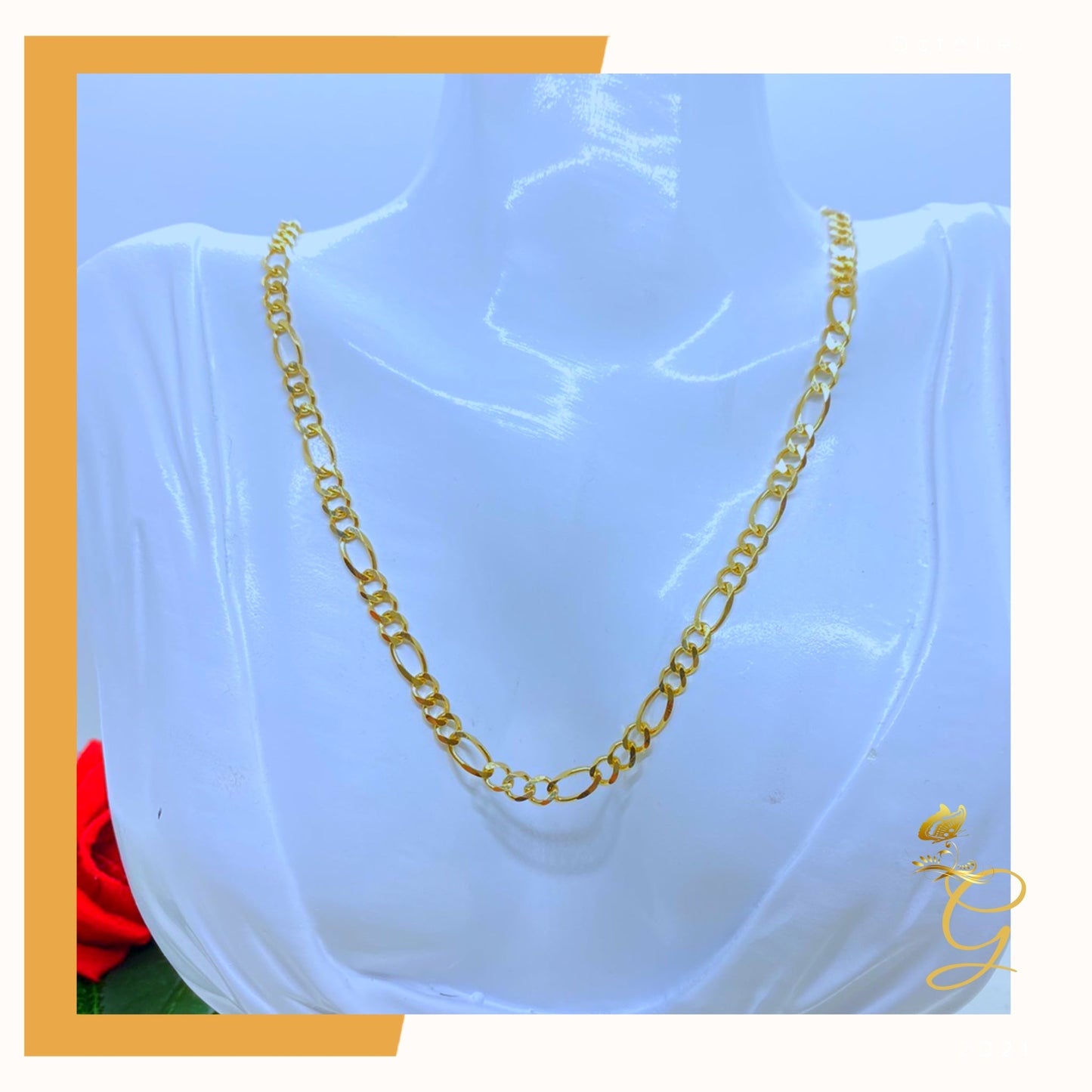 14K Real Solid Gold Chain - Mens Solid Figaro Chain 24” 4.7MM Width