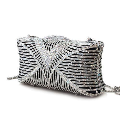 LO2362 - Imitation Rhodium White Metal Clutch with Top Grade Crystal