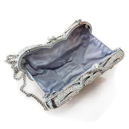 LO2366 - Imitation Rhodium White Metal Clutch with Top Grade Crystal