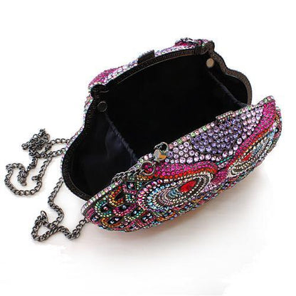 LO2368 - Ruthenium White Metal Clutch with Top Grade Crystal  in Multi