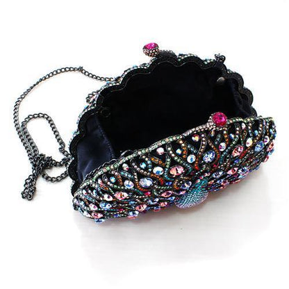 LO2370 - Ruthenium White Metal Clutch with Top Grade Crystal  in Multi