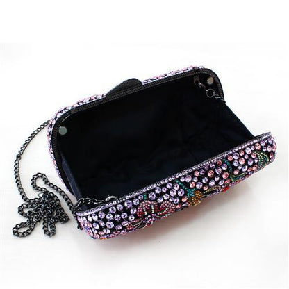 LO2374 - Ruthenium White Metal Clutch with Top Grade Crystal  in Multi