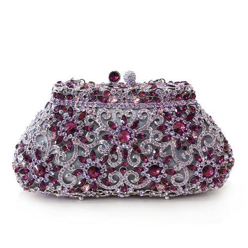 LO2376 - Imitation Rhodium White Metal Clutch with Top Grade Crystal