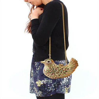 LO2378 - Gold White Metal Clutch with Top Grade Crystal  in Multi