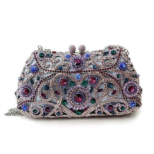 LO2379 - Imitation Rhodium White Metal Clutch with Top Grade Crystal