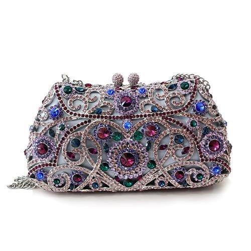 LO2379 - Imitation Rhodium White Metal Clutch with Top Grade Crystal