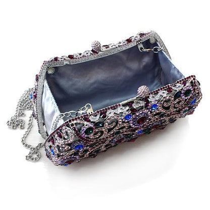 LO2379 - Imitation Rhodium White Metal Clutch with Top Grade Crystal