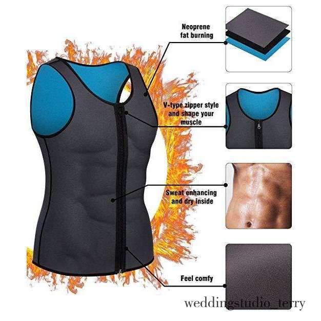 Men Waist Trainer Vest Hot Neoprene Corset Body Shaper Zipper Sauna