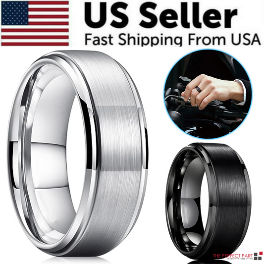 Tungsten Carbide Wedding Band Ring Brushed Silver Mens Jewelry Size