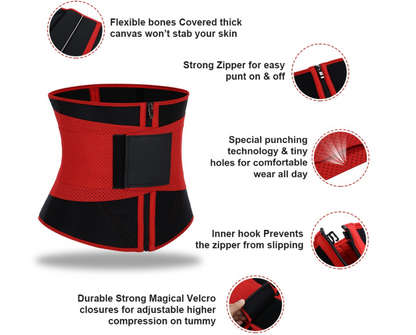 Ultra Light Red 10 Steel Bones Neoprene Waist Trainer Fat Burning