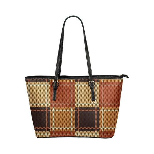 Women’s Shoulder Bag - Brown Checker Double Handle Handbag