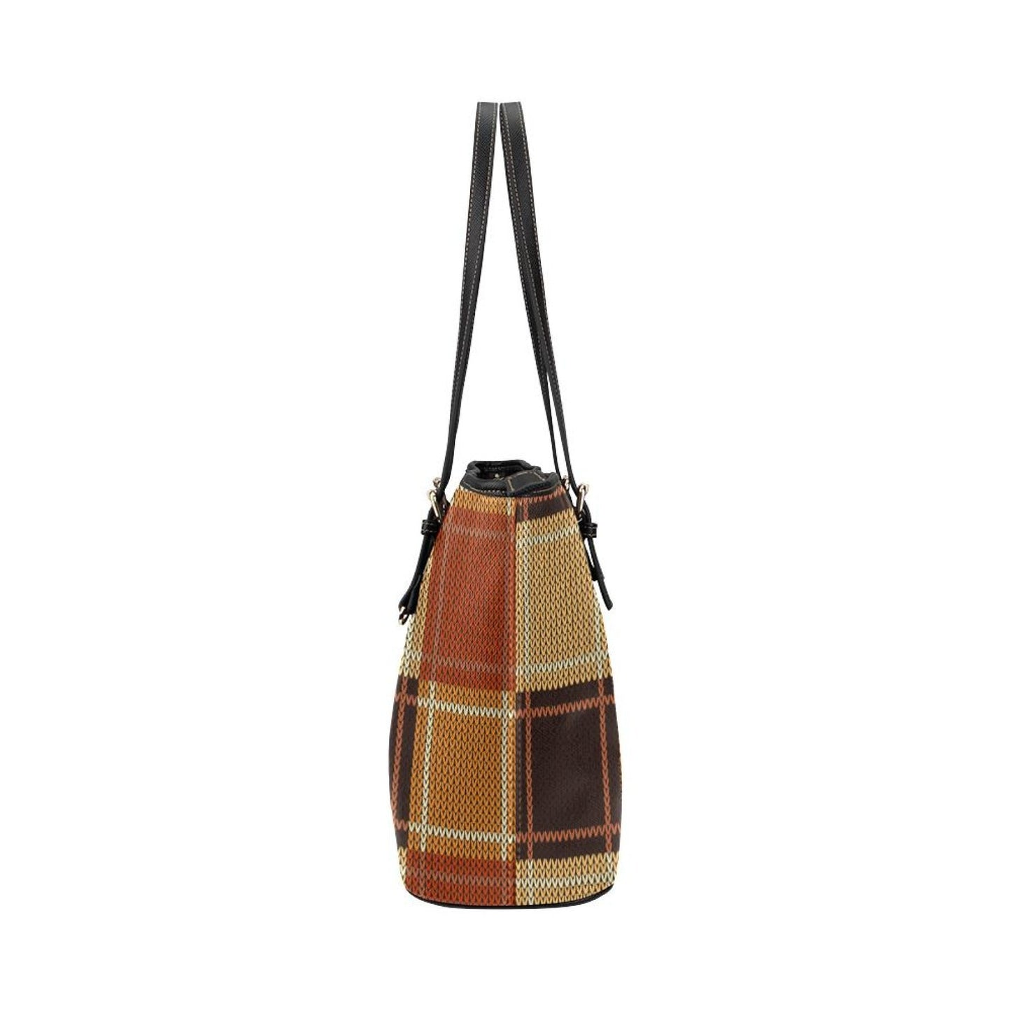 Women’s Shoulder Bag - Brown Checker Double Handle Handbag