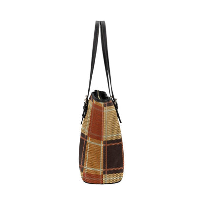 Women’s Shoulder Bag - Brown Checker Double Handle Handbag