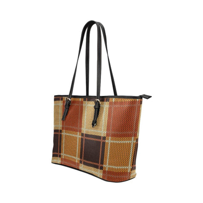 Women’s Shoulder Bag - Brown Checker Double Handle Handbag